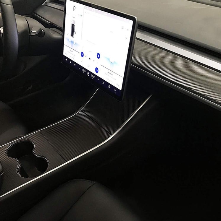 Zavarea New Car Center Console Dashboard Vinyl Wrap Kit Stickers Carbon Fiber for Tesla Model 3 Decors Accessories 